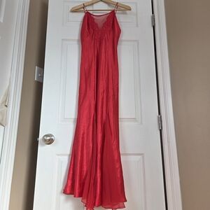 La SENZA Red Satin Slip with Lace Accents